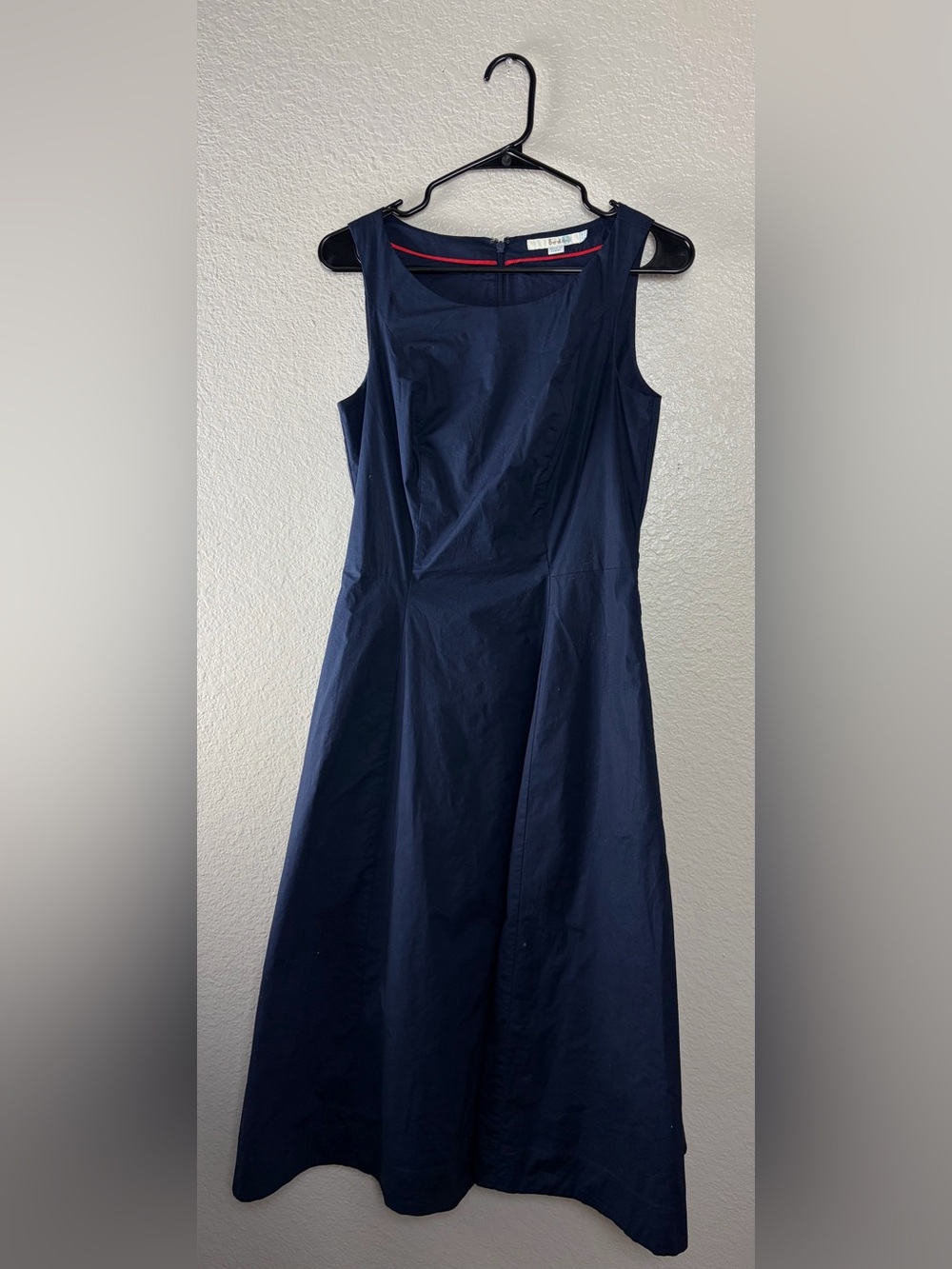 Boden sleeveless cotton A-line midi dress in navy blue 4R